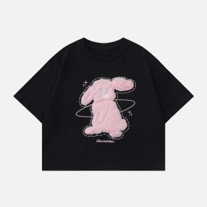 3d rabbit pattern tee youthful & dynamic design 5062