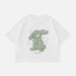 3d rabbit pattern tee youthful & dynamic design 7399