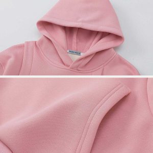 asymmetrical patchwork hoodie youthful & dynamic streetwear 1573