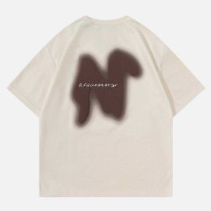 blurry graphic tee youthful & dynamic letter design 7370