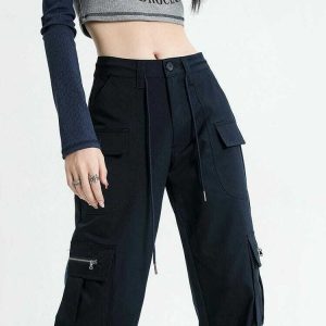 casual multi pocket pants with drawstring   urban chic 4292