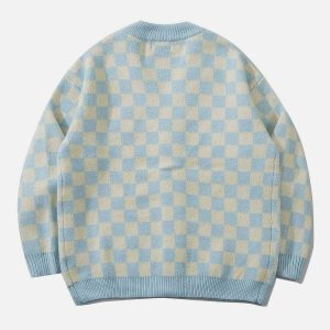 checkerboard cardigan youthful & chic streetwear staple 4215