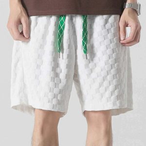 checkerboard jacquard shorts dynamic drawstring design 6665