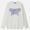 chic butterfly applique sweater   youthful urban style 3837