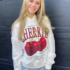 chic cherries hoodie   youthful & trendy streetwear 2442