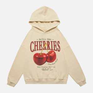 chic cherries hoodie   youthful & trendy streetwear 3475