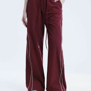 chic contrast topstitch sweatpants   urban y2k vibe 4581