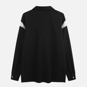 chic cut out shoulder polo sweatshirt   urban y2k style 1237