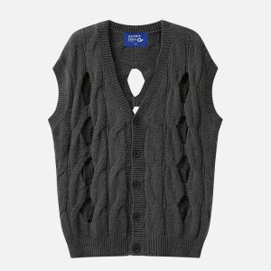 chic cut out twist rope vest youthful streetwear appeal 1472