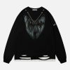 chic feather love heart sweatshirt   youthful urban style 3622