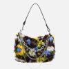 chic fleece flower baguette bag   urban elegance 2360