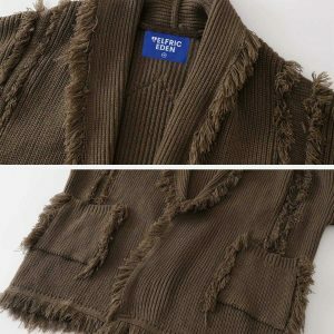 chic fringe lapel cardigan   youthful urban appeal 4185