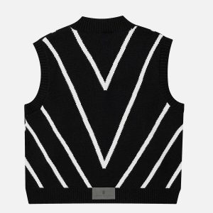 chic stand collar sweater vest zip up y2k streetwear 4116