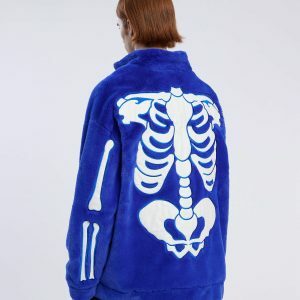 city of love skull fleece coat 6133