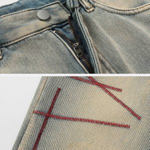 contrast embroidered jeans youthful thread wash detail 1828