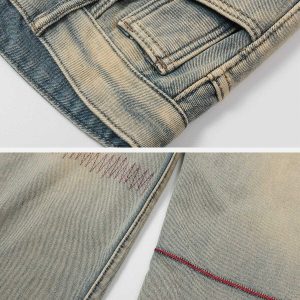 contrast embroidered jeans youthful thread wash detail 2065