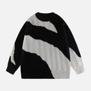 contrast irregular knit sweater dynamic design & style 2519