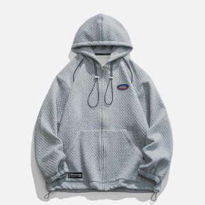 crafted patch pocket hoodie solid zip design urban appeal 7160