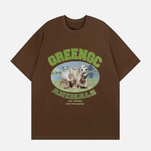 cute & youthful animal graphic tee perfect streetwear 3501