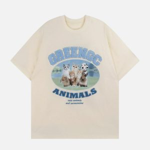 cute & youthful animal graphic tee perfect streetwear 6947