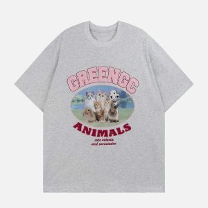 cute & youthful animal graphic tee perfect streetwear 8301