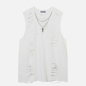 distressed necklace vest urban edge & edgy fashion 2592