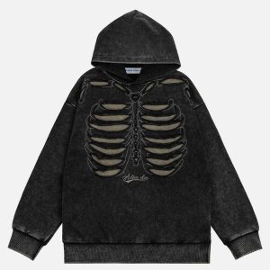 distressed skeleton hoodie edgy & youthful streetwear 2781