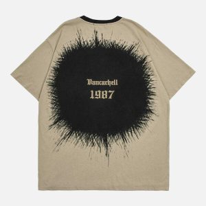 dynamic circular inkjet print tee   youthful urban style 3280