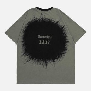 dynamic circular inkjet print tee   youthful urban style 4059