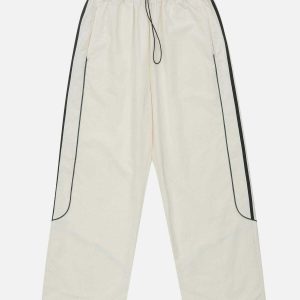 dynamic contrast topstitched baggy pants   urban trend 7364