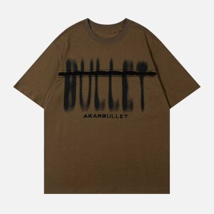 dynamic cut bullet print tee   youthful urban style 3610