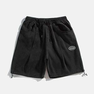 dynamic drawstring label shorts   youthful urban appeal 8286