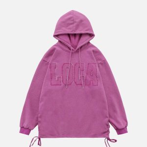 dynamic hem drawstring hoodie lettered urban appeal 2005