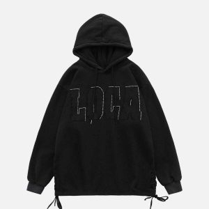 dynamic hem drawstring hoodie lettered urban appeal 5015