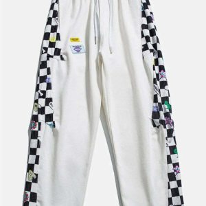 dynamic lattice stitched sweatpants   streetwear essential 4263