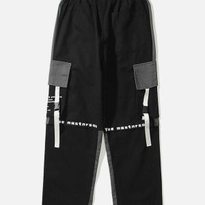 dynamic multi pocket joggers patchwork urban appeal 1194