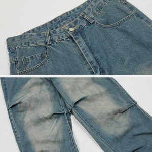 dynamic multiple wrinkle jeans   youthful urban trend 2408