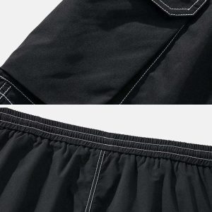 dynamic pocket panel denim shorts   streetwear essential 6641