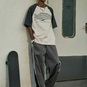 dynamic side stripe patchwork sweatpants 4902