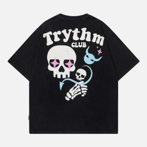 dynamic skeleton foam print tee   youthful urban style 3268