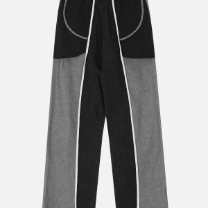 dynamic spliced contrast jeans   youthful urban appeal 1618