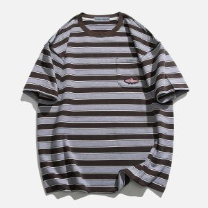 dynamic stripe 3d embroidery tee   youthful urban appeal 3027