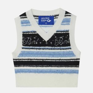 dynamic stripe jacquard sweater vest 8982