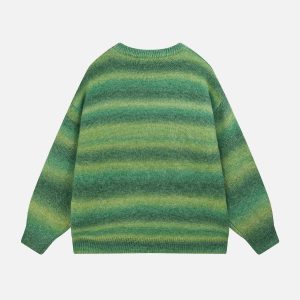 dynamic striped gradient sweater   youthful urban appeal 8997