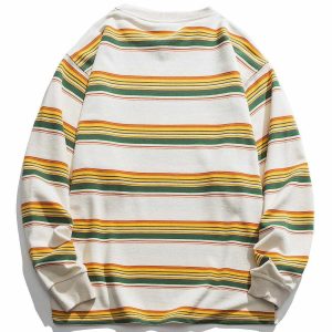 dynamic striped panel sweatshirt   simple yet trendy 5829