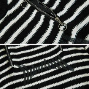 dynamic striped zipper sweater youthful urban appeal 1631