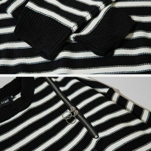 dynamic striped zipper sweater youthful urban appeal 1792