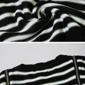 dynamic striped zipper sweater youthful urban appeal 3041