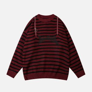 dynamic striped zipper sweater youthful urban appeal 6905