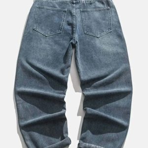 dynamic webbing denim pants   youthful streetwear icon 5126